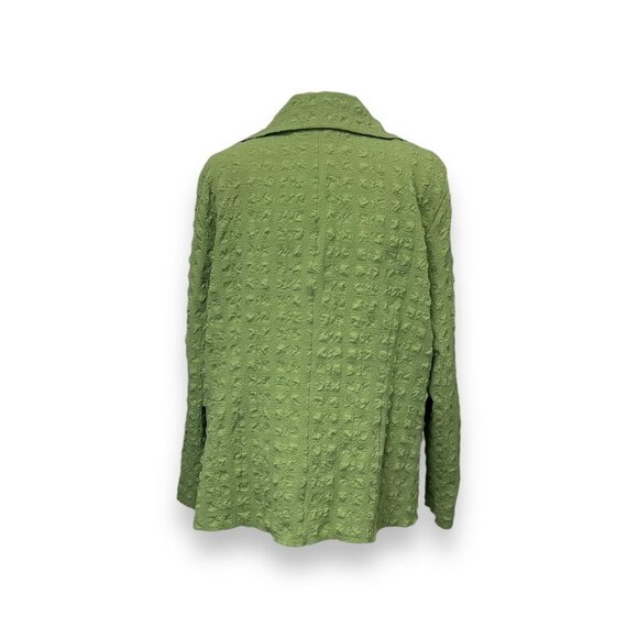 Rafael Womans Textured Lime Green Abalone Button-Up Plisse Shacket Blouse 2X - Picture 3 of 9
